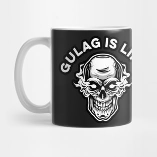 Gulag is Life Funny Video Games Smoking Skull Mug